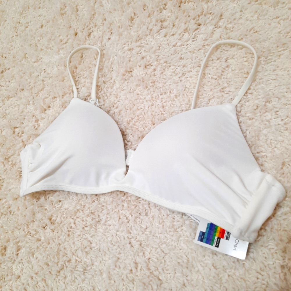 WHITE BIKINI TOP, TIME &TRU, WOMEN'S SIZE L